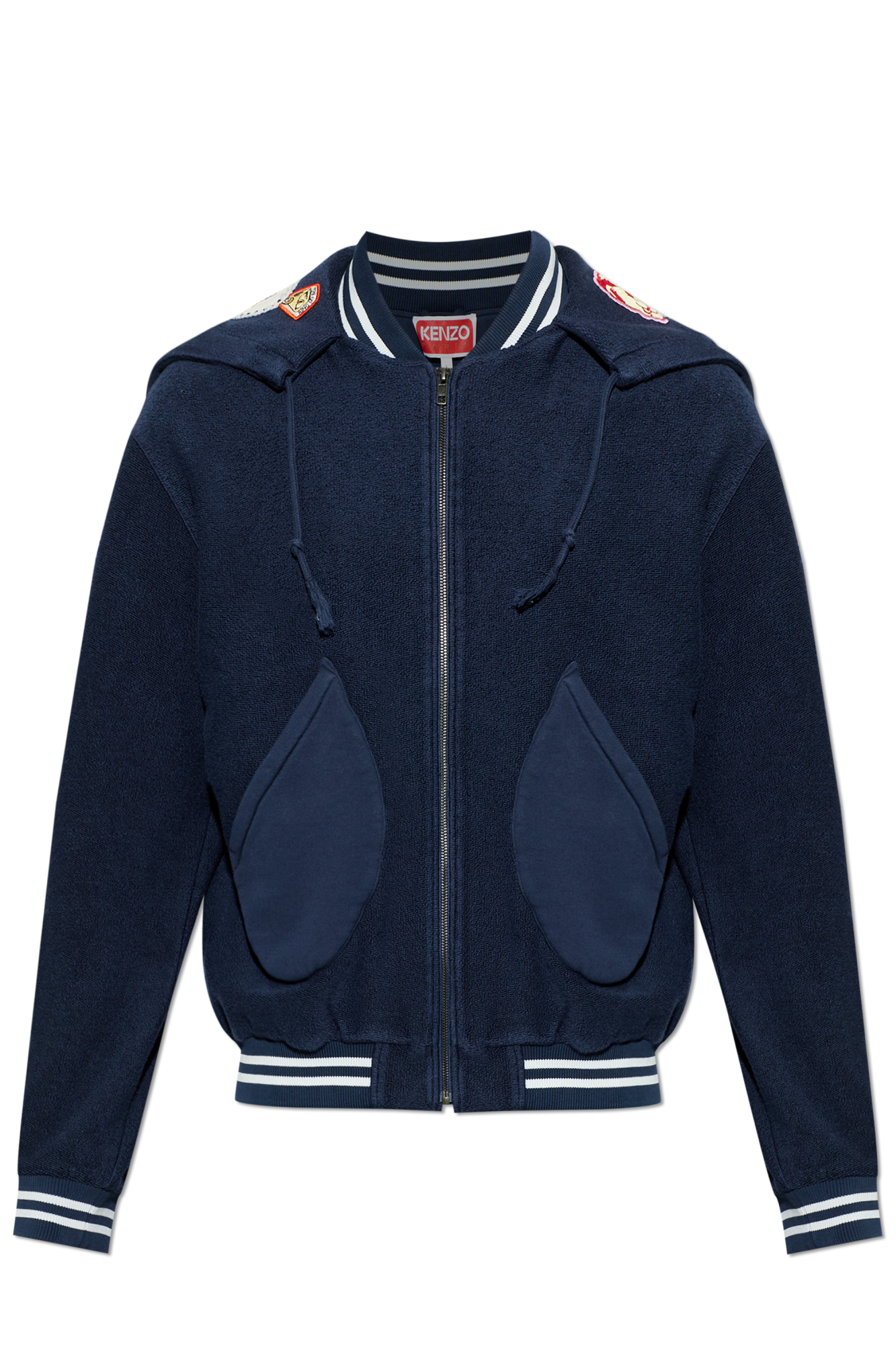 Kenzo Bluza Z Kolorowymi Naszywkami Na Kapturze, Mężczyźni, Granatowy