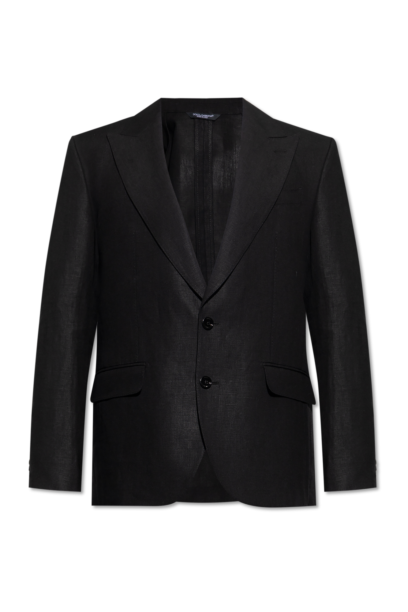 Dolce & Gabbana Lniana Marynarka, Mężczyźni, Czarny