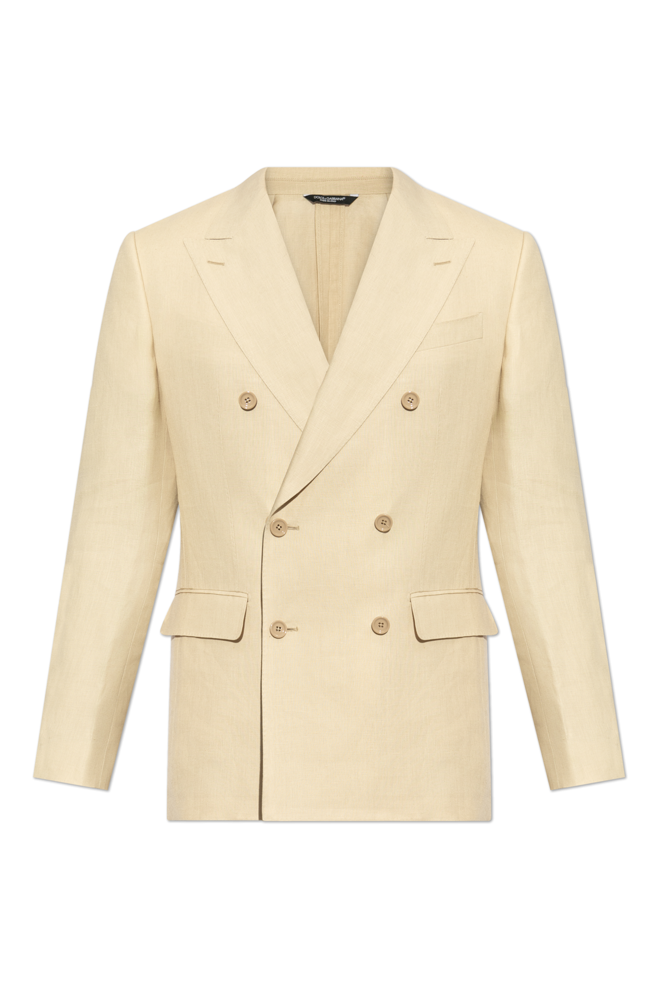 Dolce & Gabbana Lniana Marynarka, Mężczyźni, Beżowy