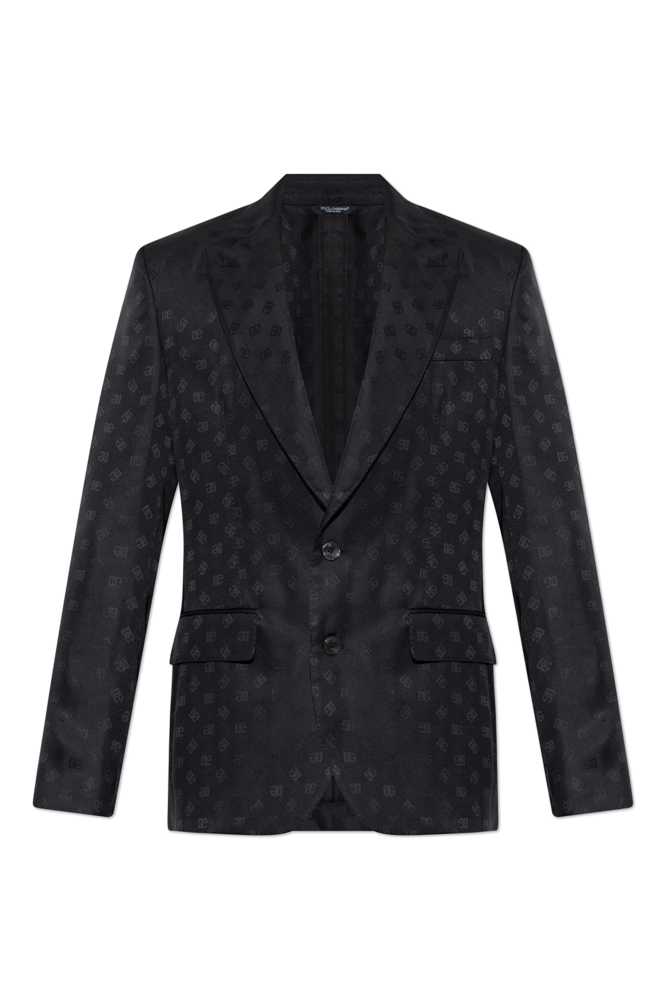 Dolce & Gabbana Jedwabna Marynarka Z Monogramem, Mężczyźni, Czarny