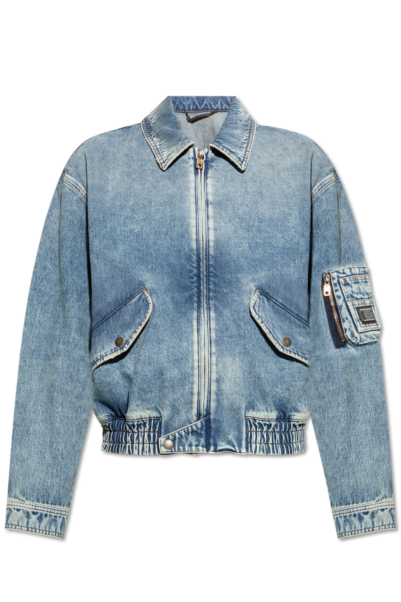 Dolce & Gabbana Jeansowa Kurtka Z Efektem `vintage`, Mężczyźni, Niebieski