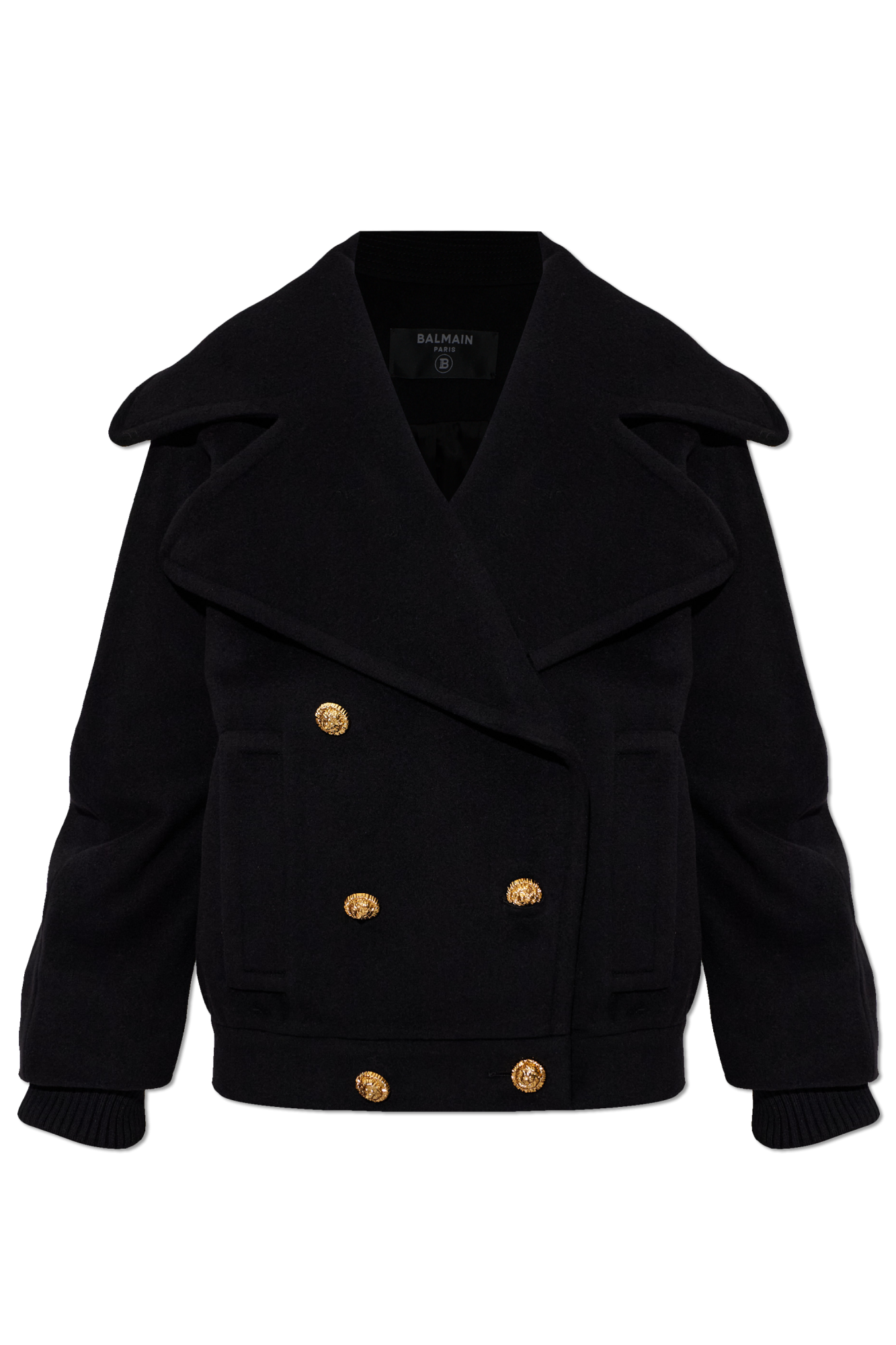 Balmain Wełniana Kurtka, Kobiety, Czarny