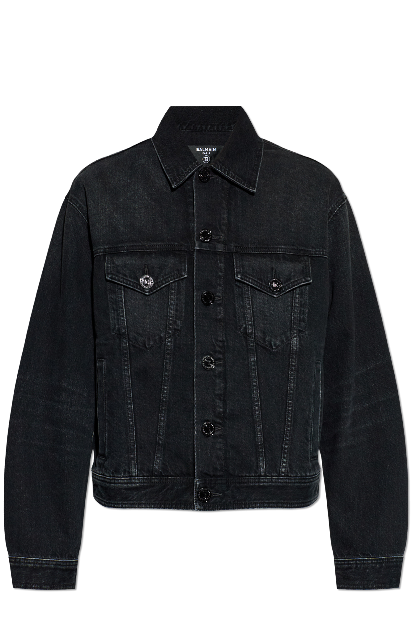 Balmain Jeansowa Kurtka, Mężczyźni, Czarny