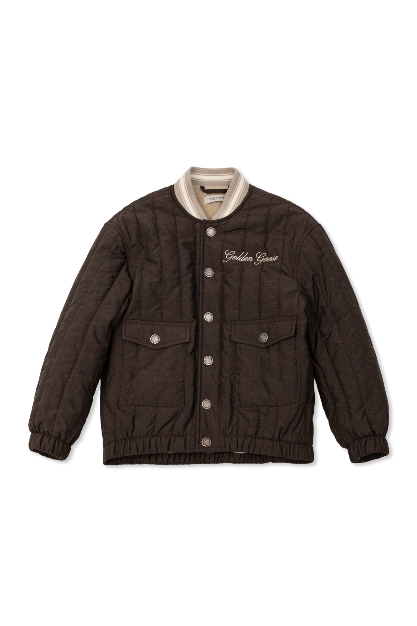 Golden Goose Kids Ocieplana Kurtka Z Logo, Unisex, Brązowy