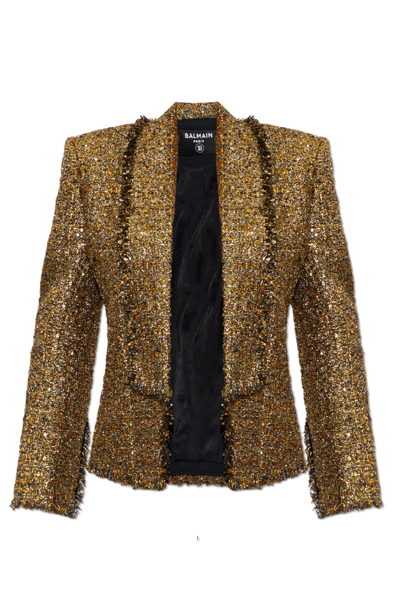 Balmain Tweedowa Marynarka Z Cekinami, Kobiety, Złoty