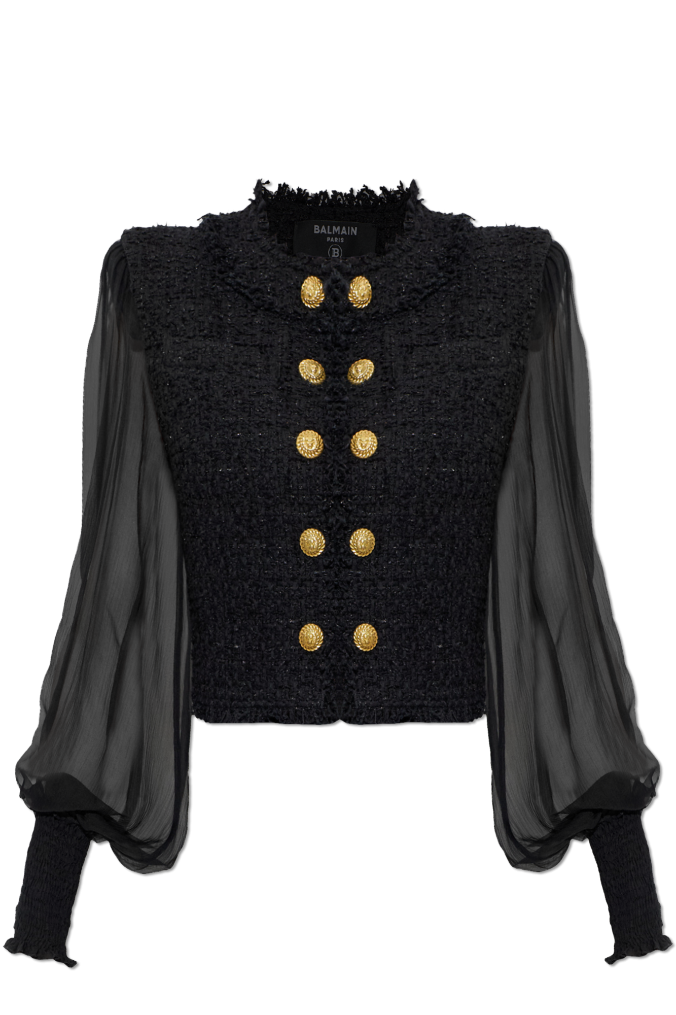 Balmain Kardigan Z łączonych Materiałów, Kobiety, Czarny