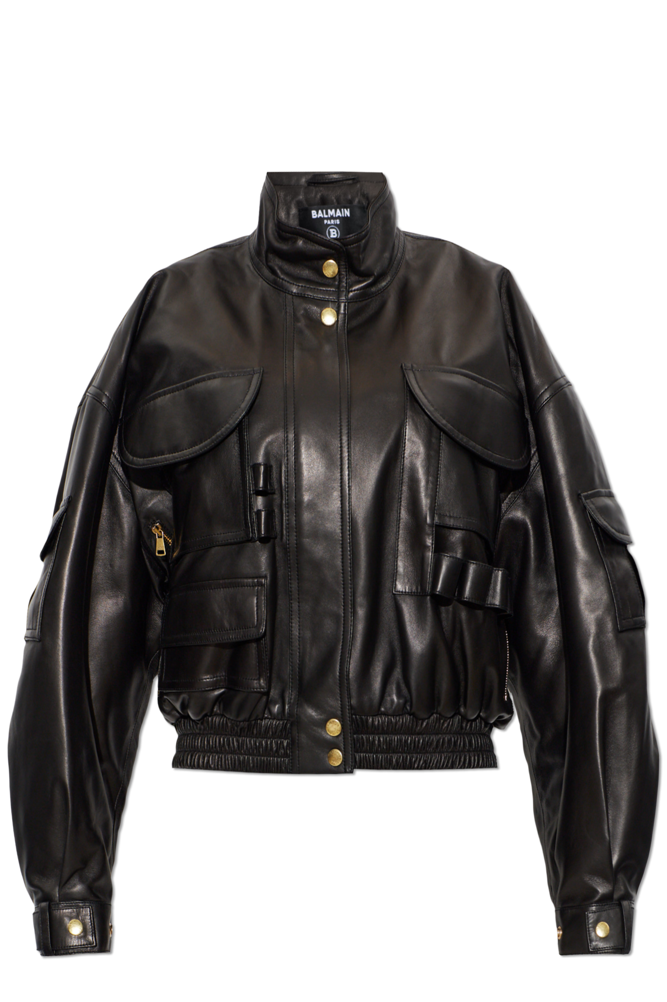 Balmain Skórzana Kurtka, Kobiety, Czarny