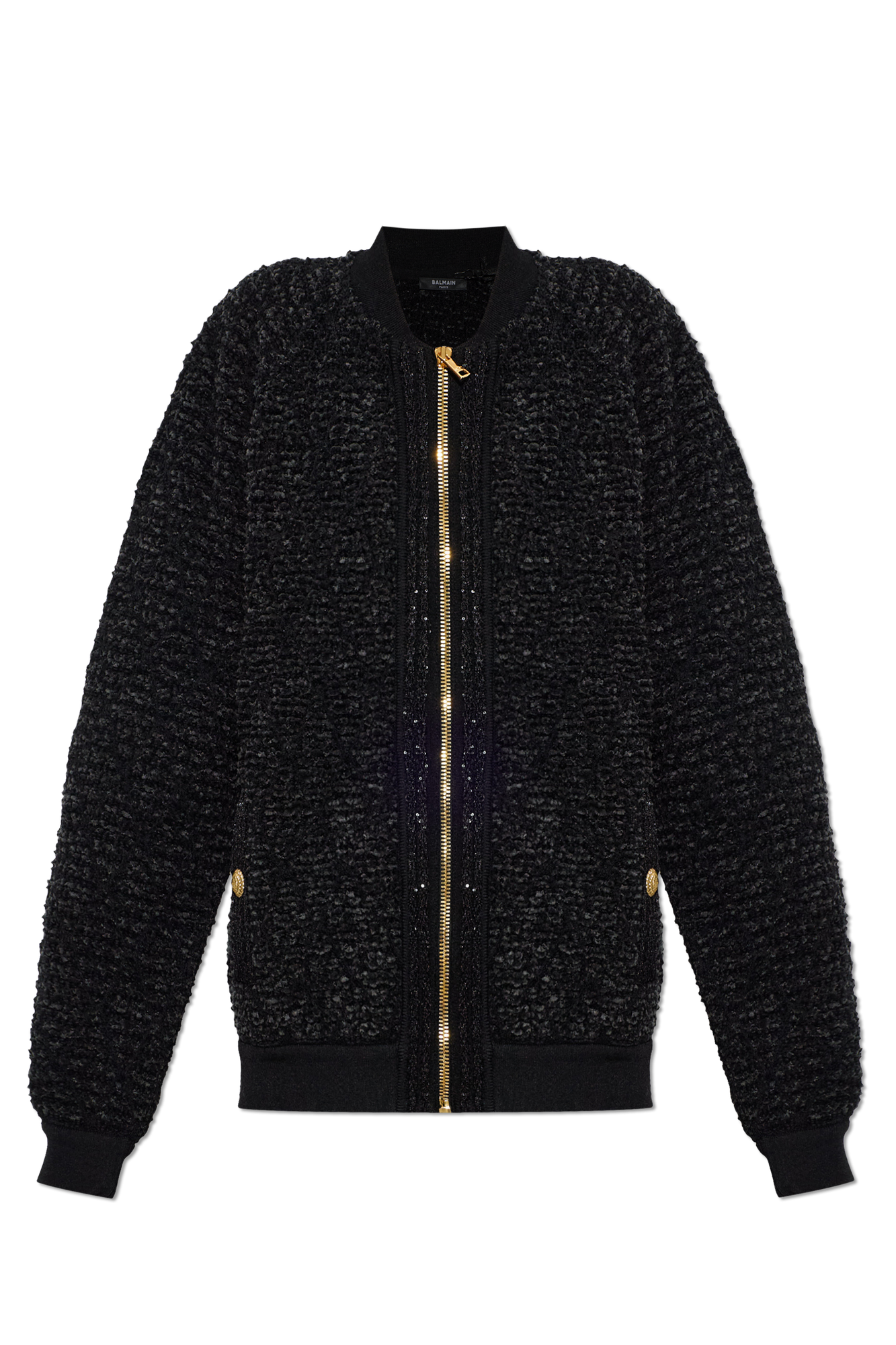 Balmain Tweedowy Kardigan, Kobiety, Czarny