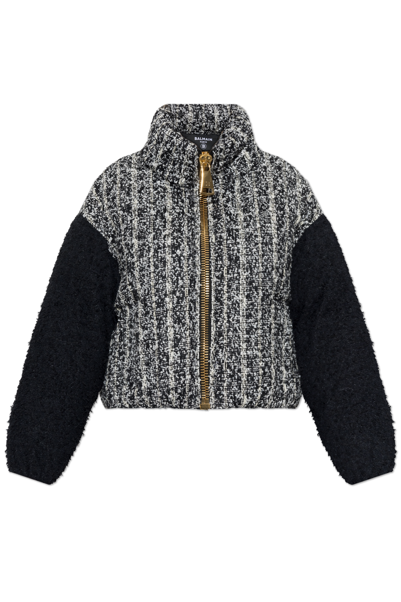 Balmain Ocieplana Kurtka Tweedowa, Kobiety, Czarny
