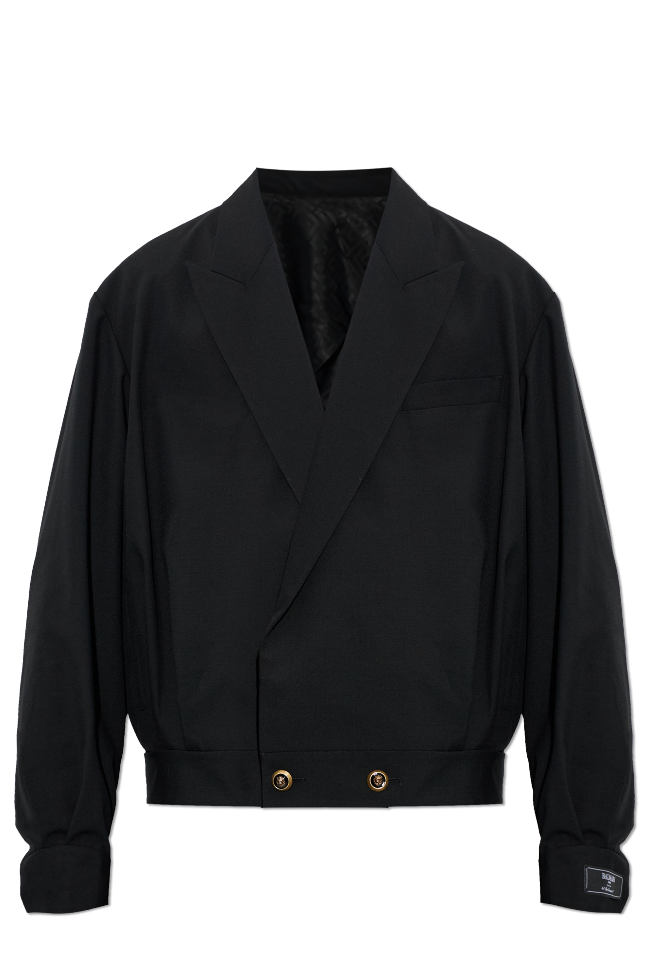 Balmain Wełniana Kurtka, Mężczyźni, Czarny