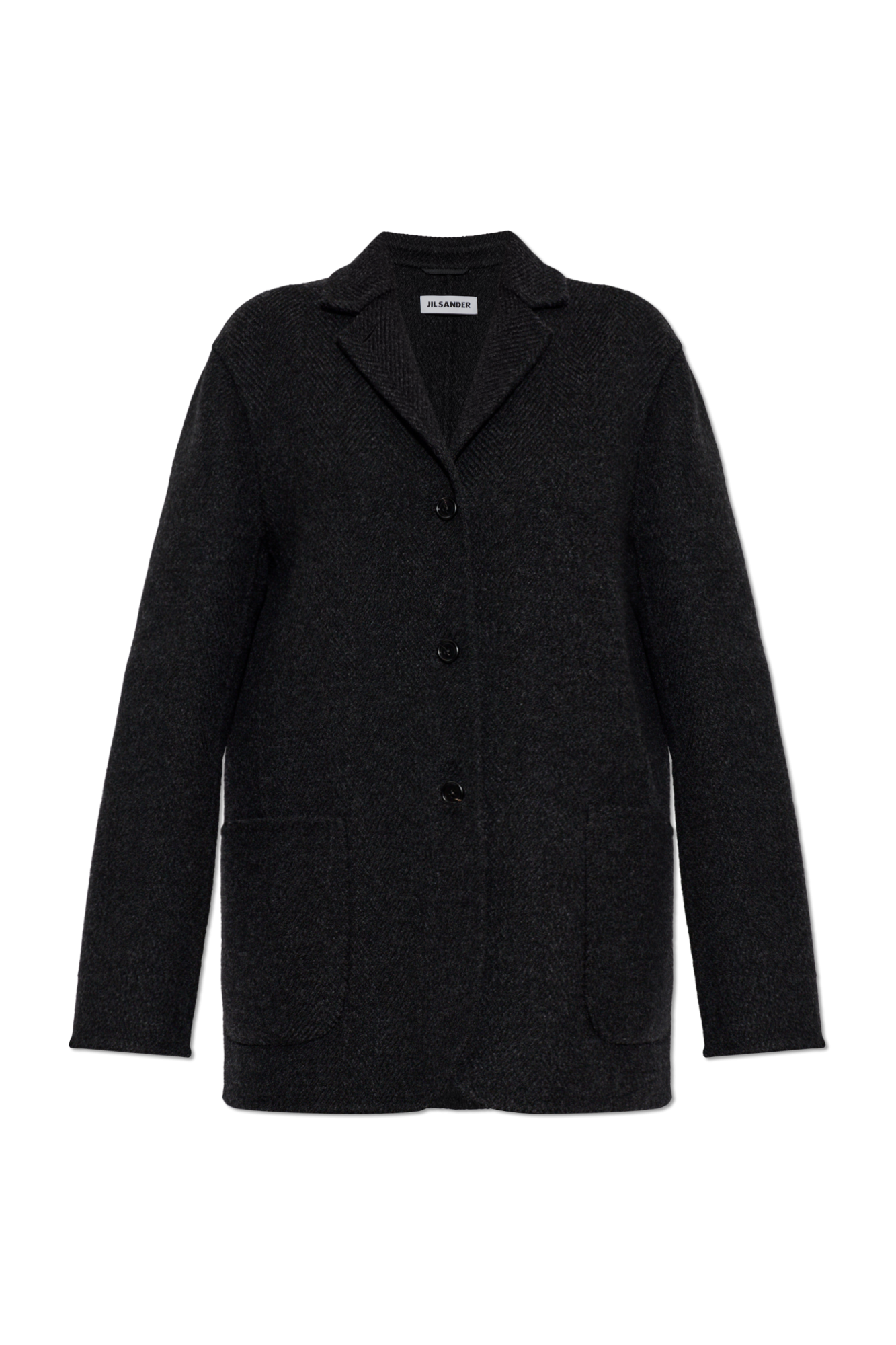 JIL SANDER Wełniana Marynarka Ze Wzorem W Jodełkę, Kobiety, Czarny