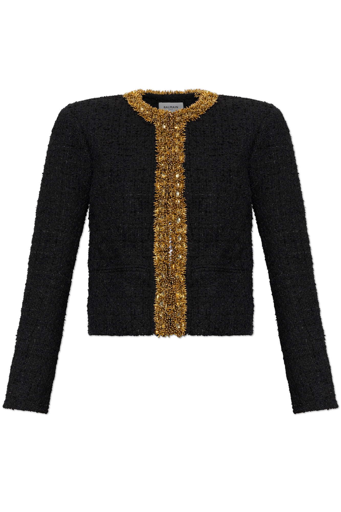 Balmain Tweedowa Marynarka Z Aplikacjami, Kobiety, Czarny