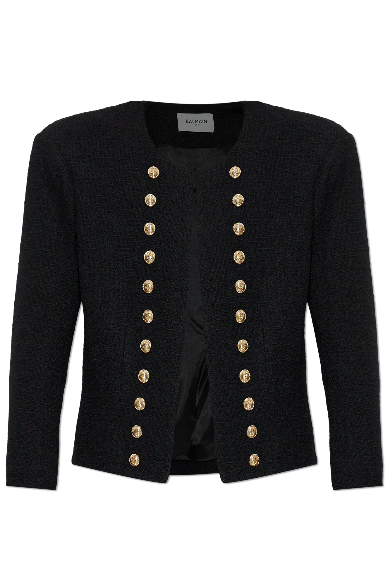 Balmain Tweedowa Marynarka Z Poduszkami W Ramionach, Kobiety, Czarny