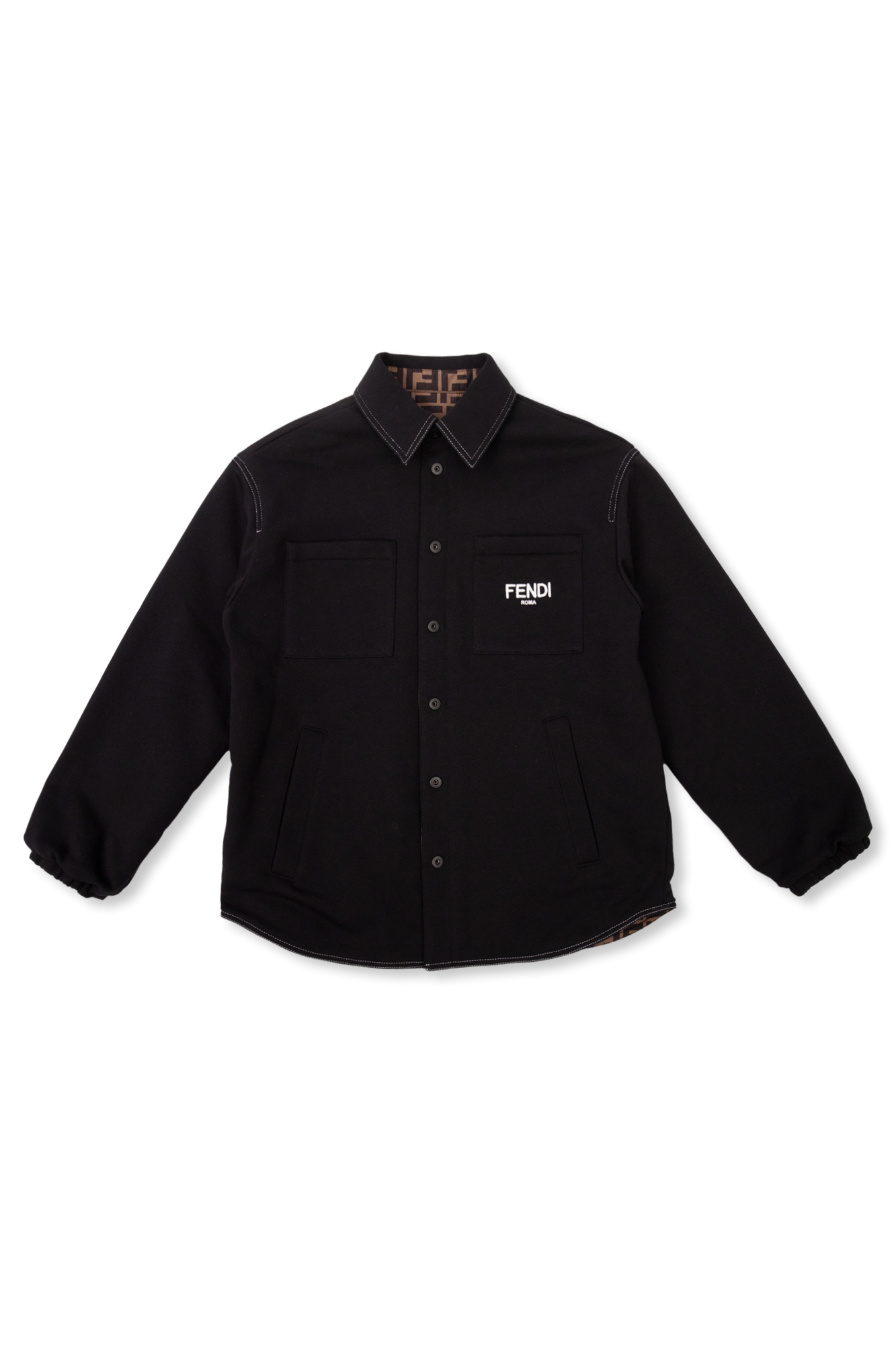 Fendi Kids Dwustronna Kurtka Z  Logo, Unisex, Czarny