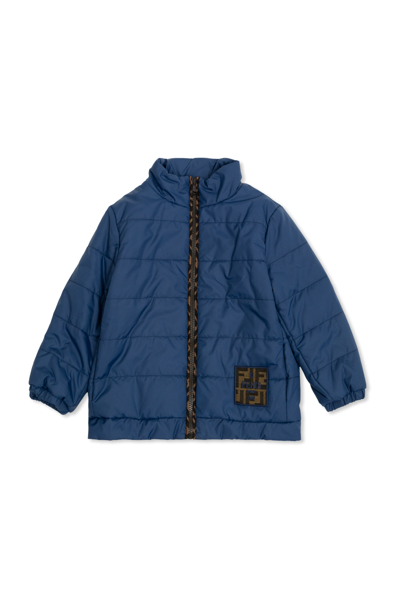Fendi Kids Ocieplana Kurtka Z Naszywką Z Logo, Unisex, Granatowy