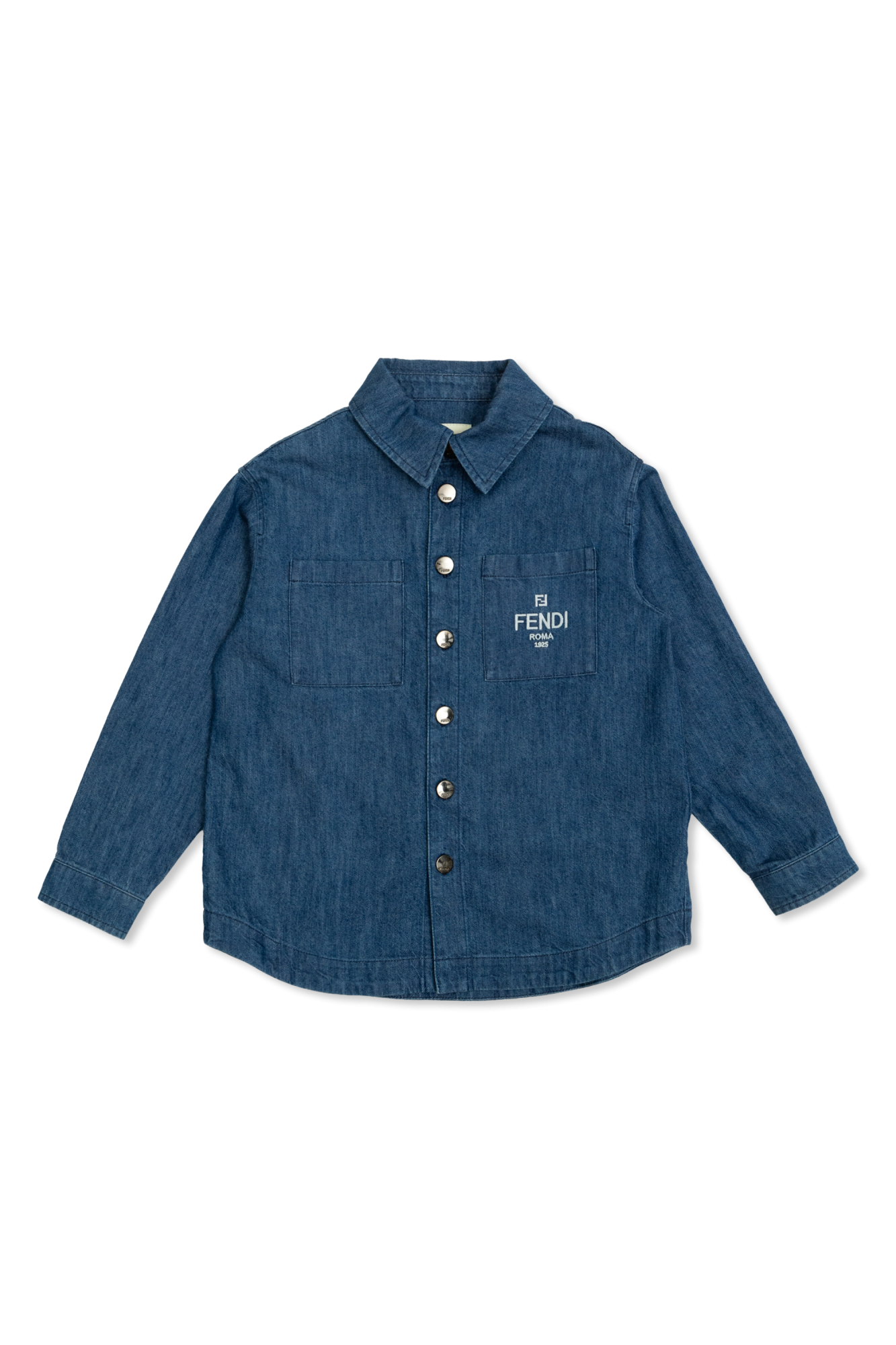 Fendi Kids Jeansowa Koszula, Unisex, Granatowy