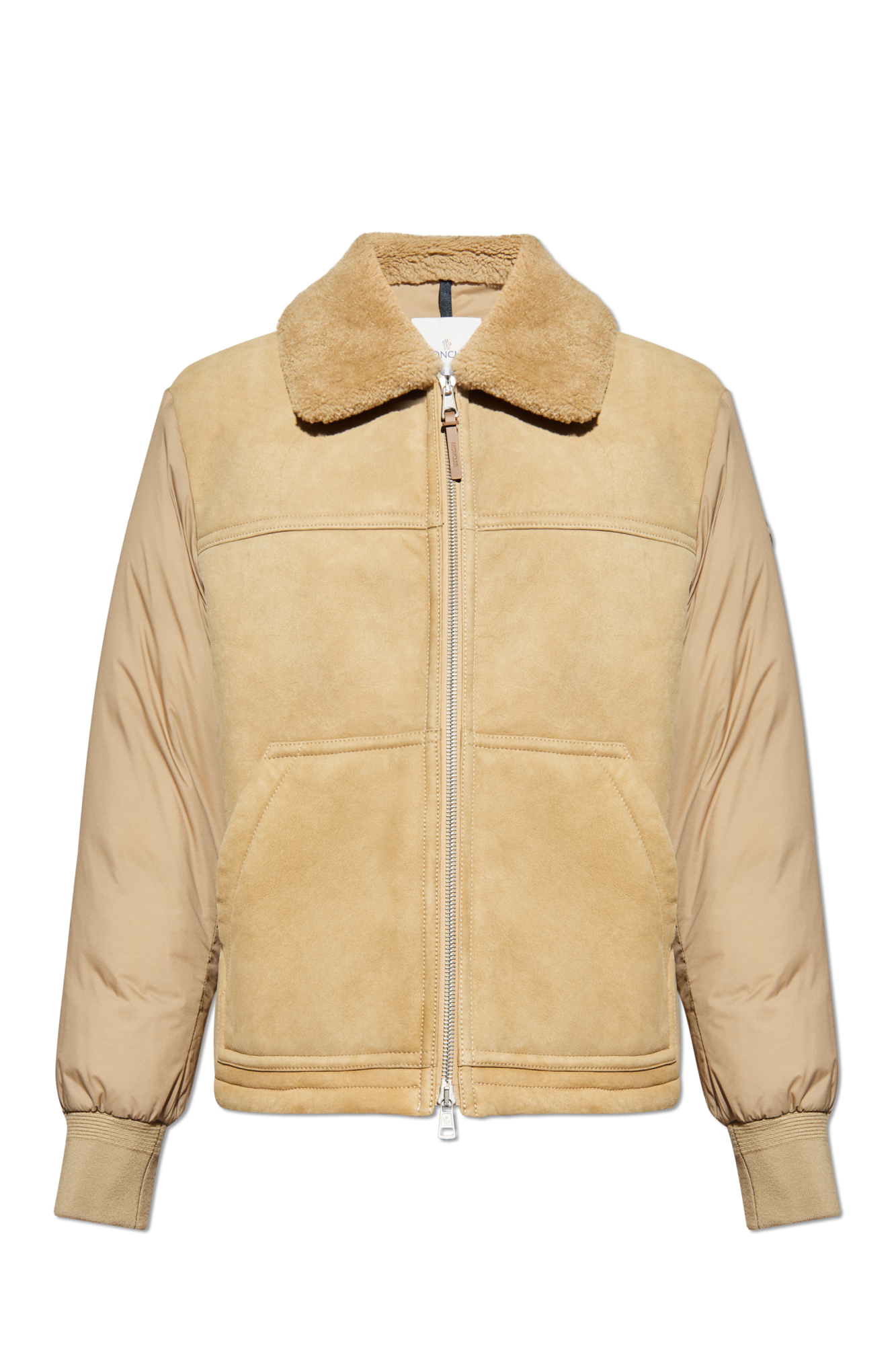 Moncler Puchowa Kurtka Skórzana `Tonnay`, Mężczyźni, Beżowy