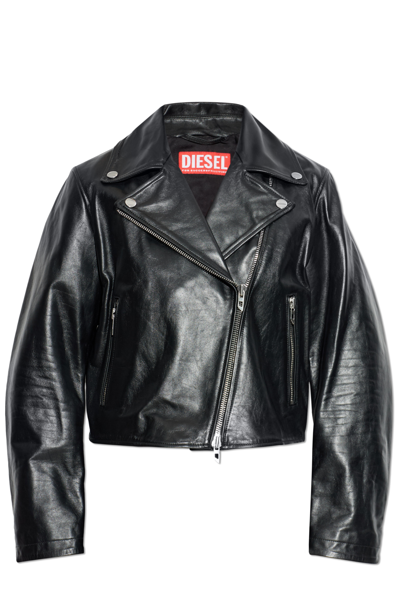 Diesel Skórzana Kurtka ‘L-UNATIC’, Kobiety, Czarny