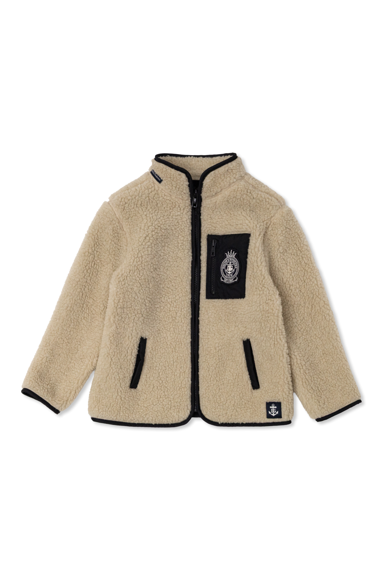 Dolce & Gabbana Kids Polarowa Bluza Ze Stójką, Unisex, Beżowy
