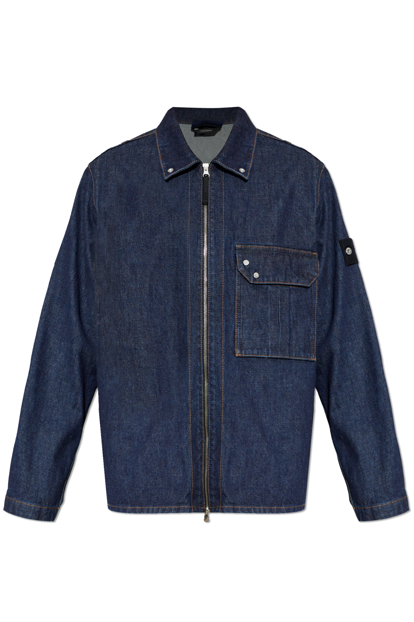 Stone Island Jeansowa Kurtka Z Naszywką Logo, Mężczyźni, Granatowy