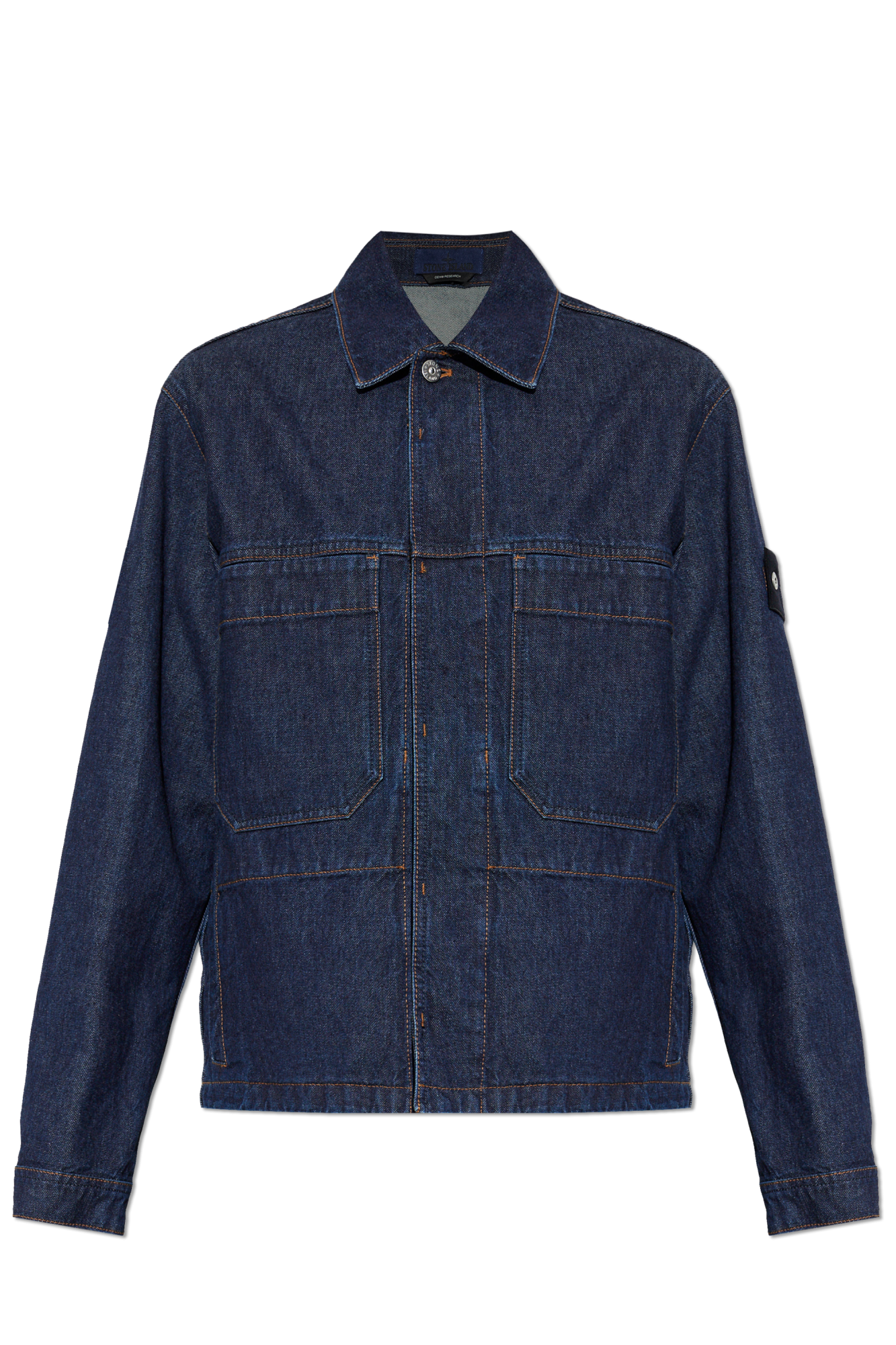 Stone Island Jeansowa Kurtka Z Naszywką Logo, Mężczyźni, Granatowy