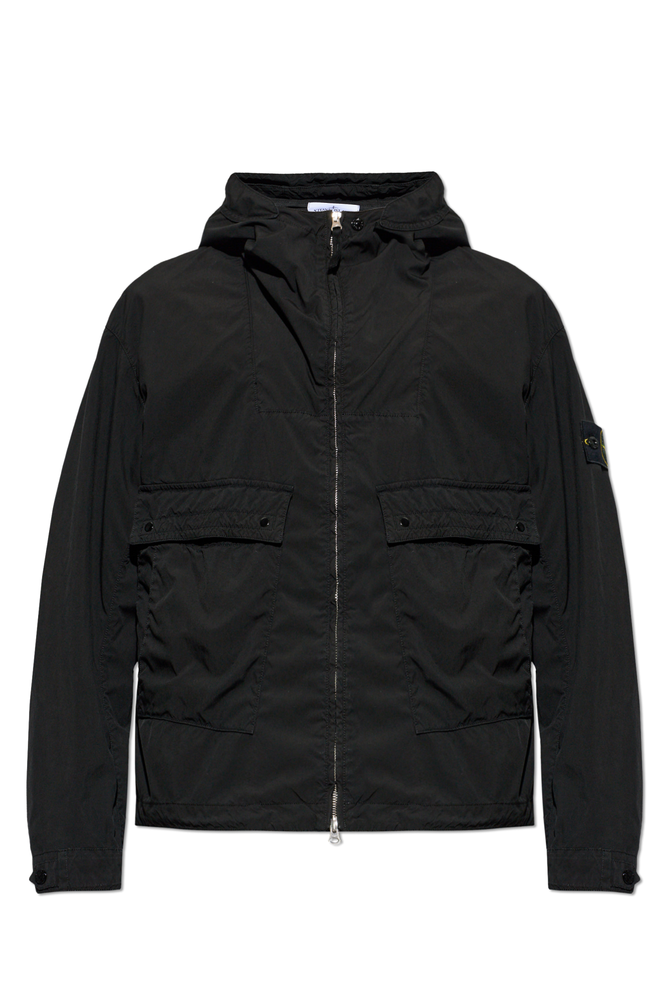 Stone Island Lekka Kurtka Z Kapturem, Mężczyźni, Czarny