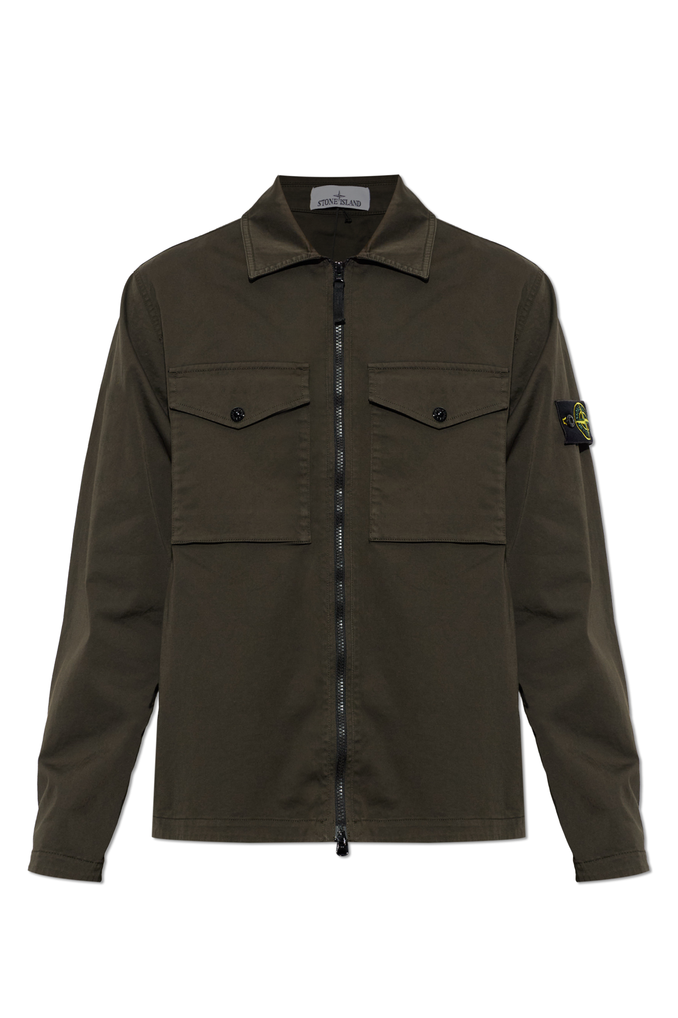 Stone Island Koszula Z Logo, Mężczyźni, Brązowy