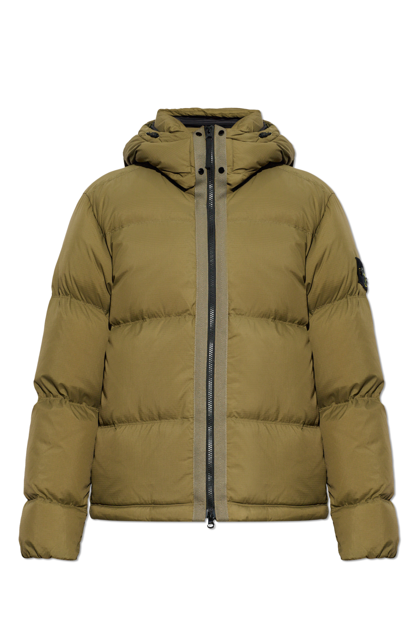 Stone Island Puchowa Kurtka Z Kapturem, Mężczyźni, Zielony