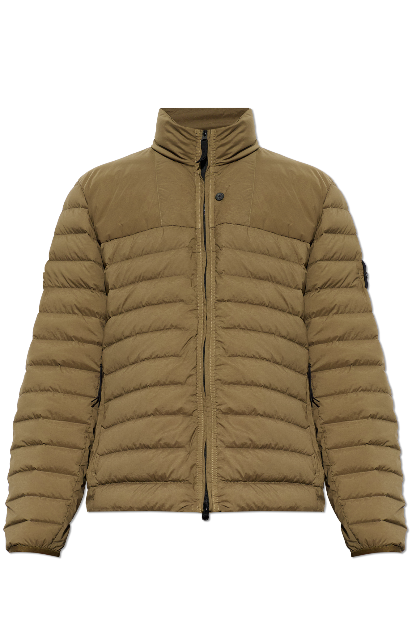 Stone Island Puchowa Kurtka Z Naszywką Logo, Mężczyźni, Zielony