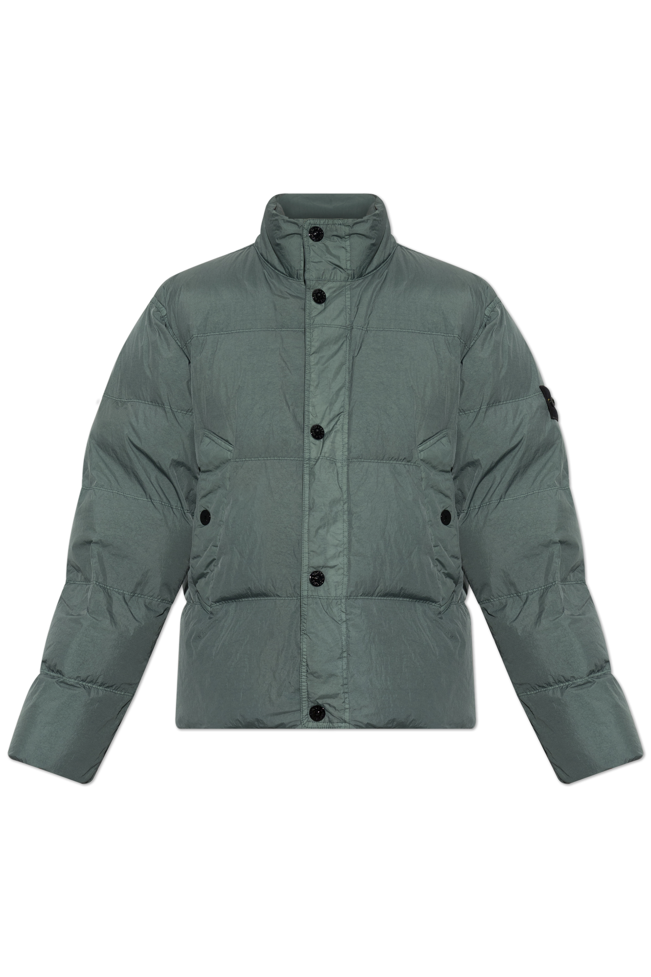 Stone Island Puchowa Kurtka Z Naszywką Logo, Mężczyźni, Zielony