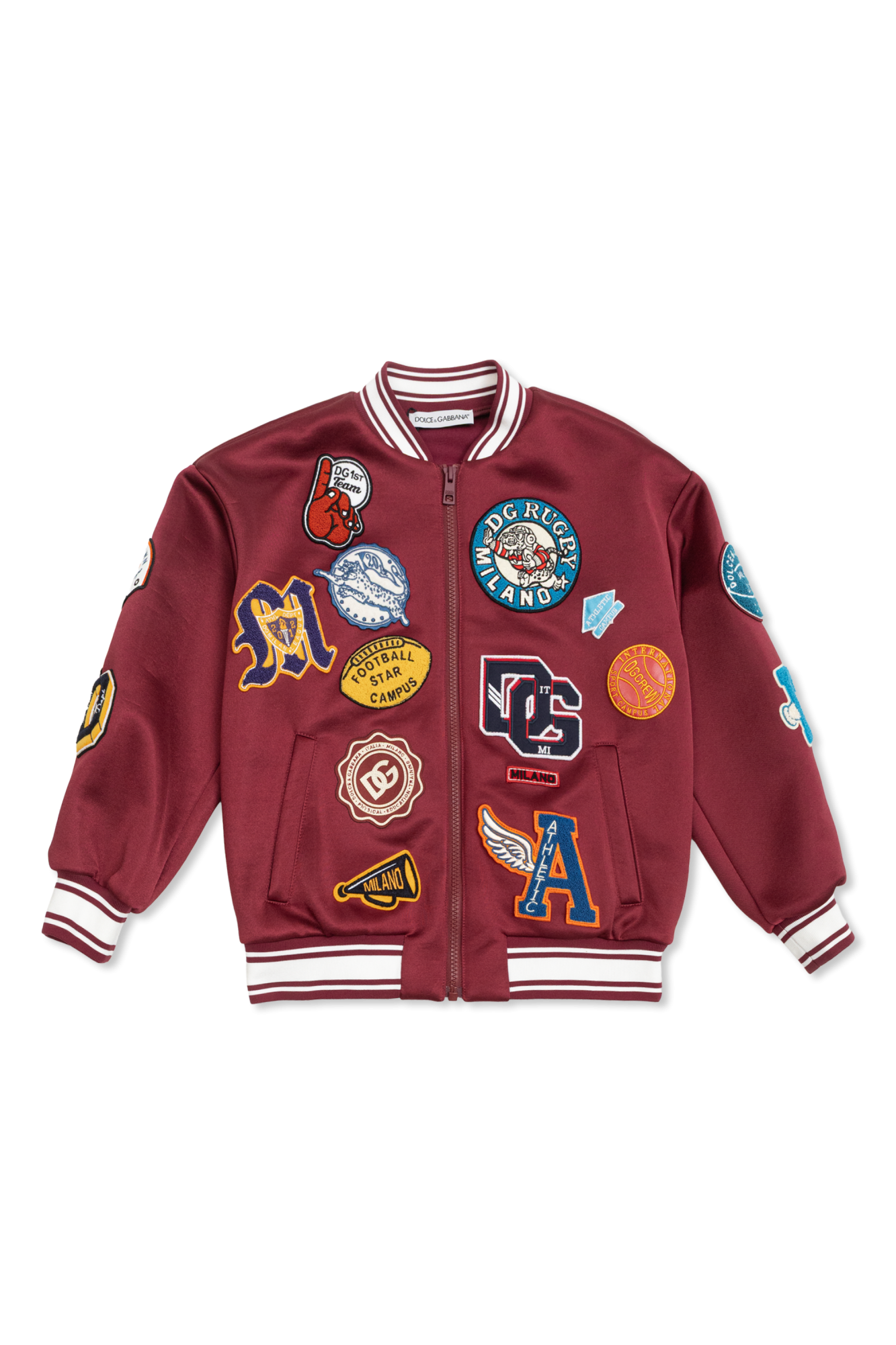 Dolce & Gabbana Kids Kurtka Typu `bomber` Z Naszywkami, Unisex, Bordo