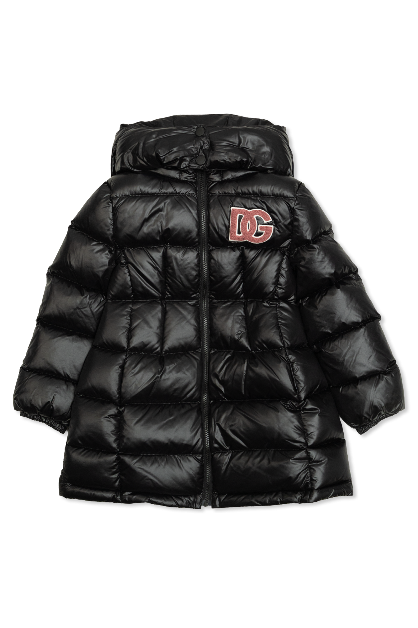 Dolce & Gabbana Kids Kurtka Puchowa Z Odpinanym Kapturem, Unisex, Czarny