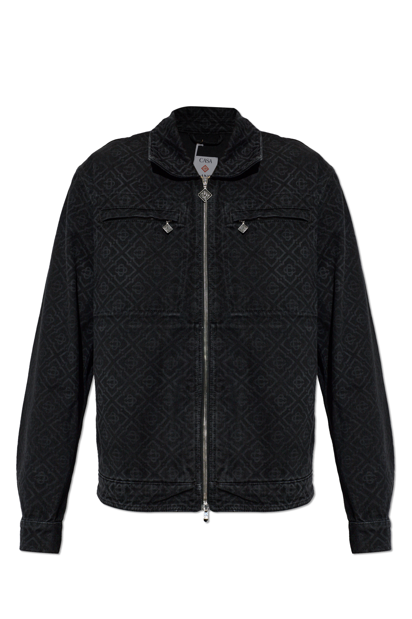 Casablanca Jeansowa Kurtka Z Monogramem, Mężczyźni, Czarny