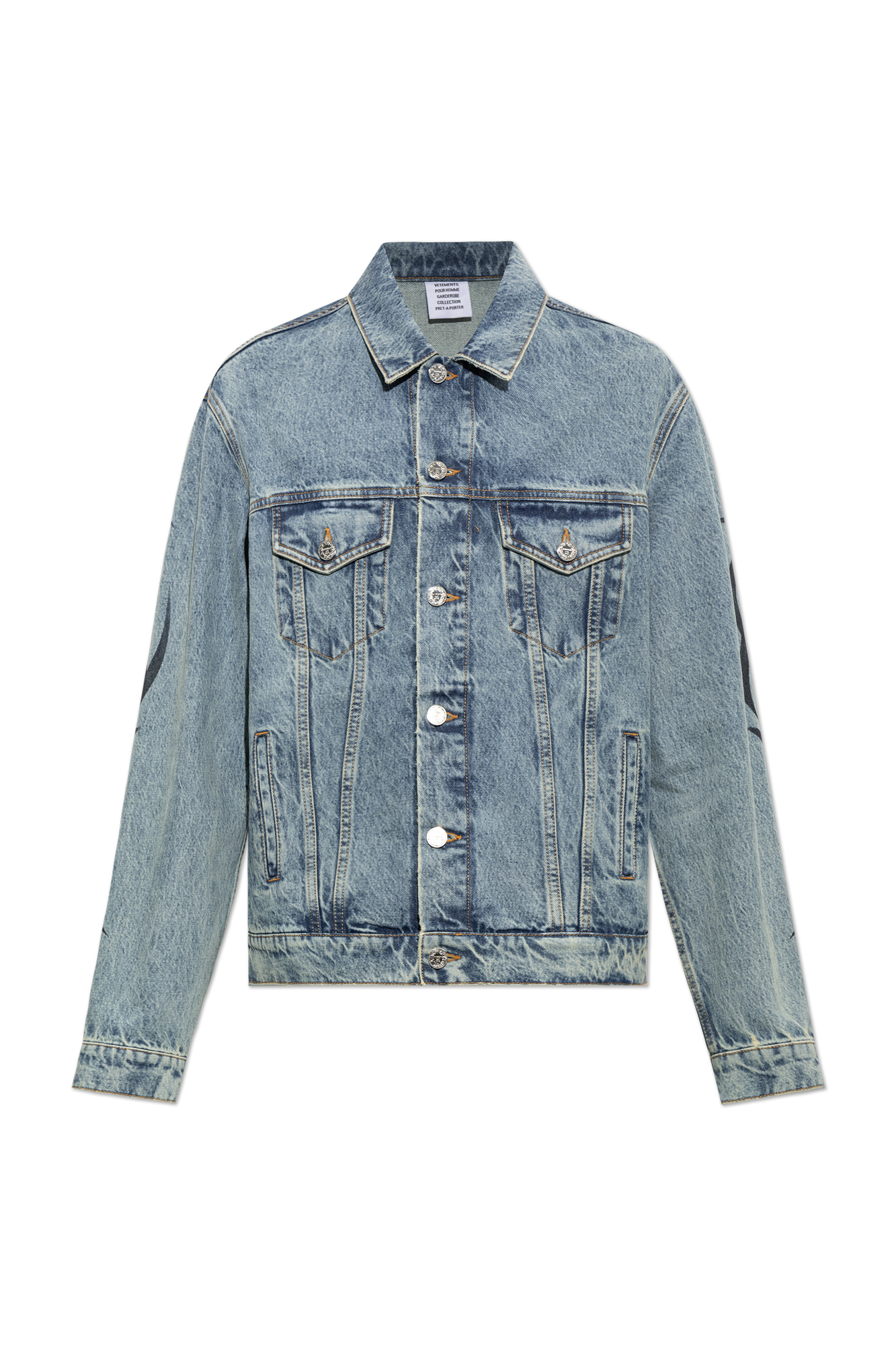 VETEMENTS Jeansowa Kurtka Z Efektem `vintage`, Mężczyźni, Niebieski