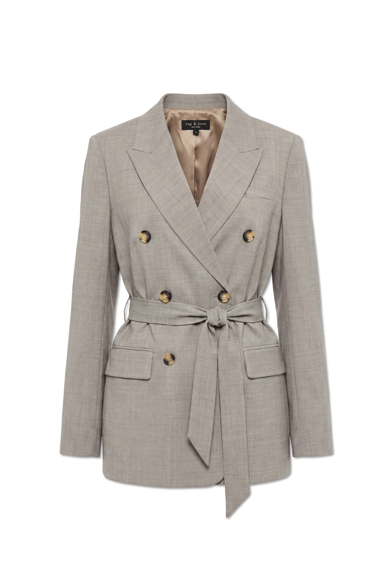 Rag & Bone Dwurzędowa Marynarka Z Paskiem, Kobiety, Szary
