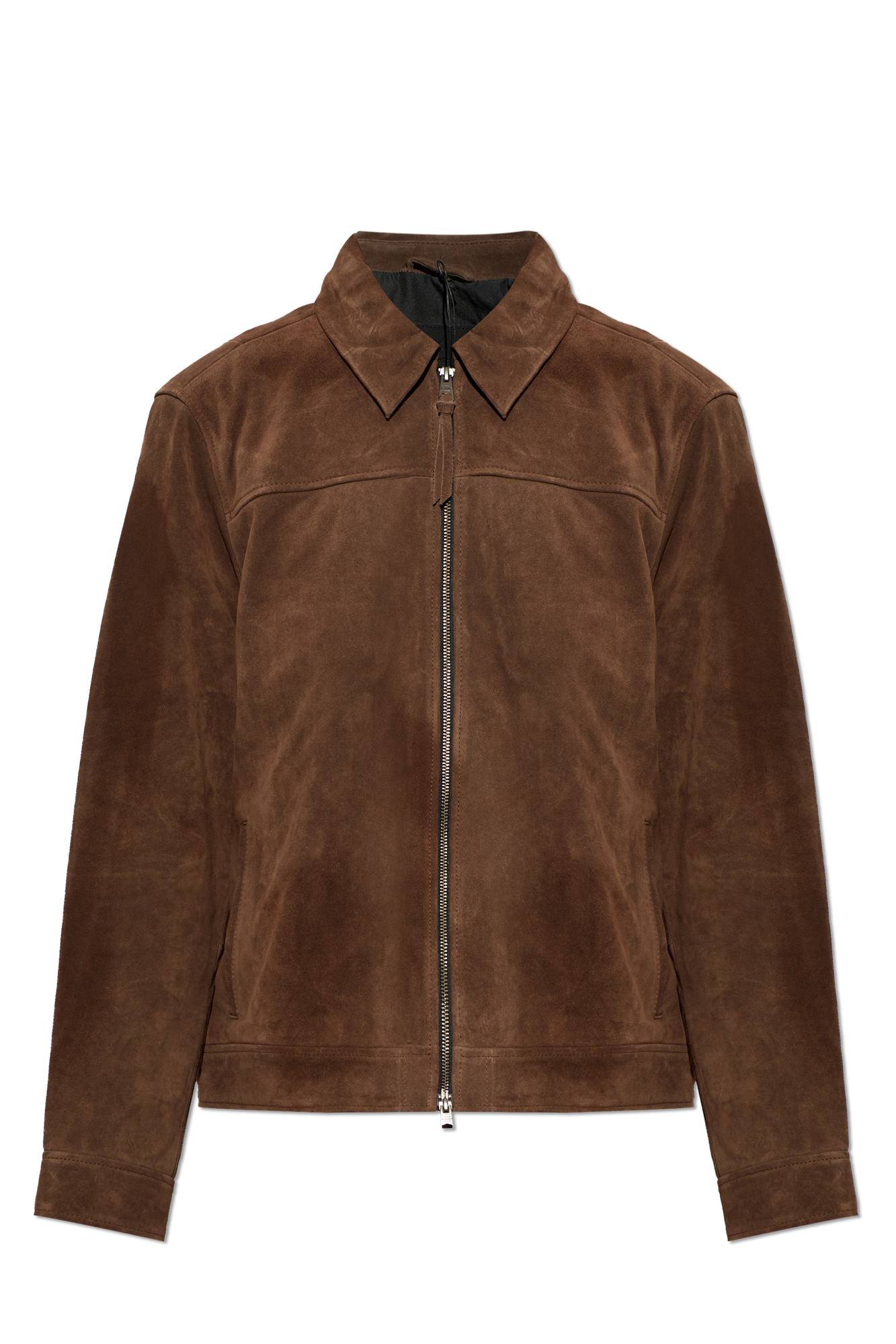 AllSaints Zamszowa Kurtka ‘Rhone’ Z Kołnierzem, Mężczyźni, Brązowy