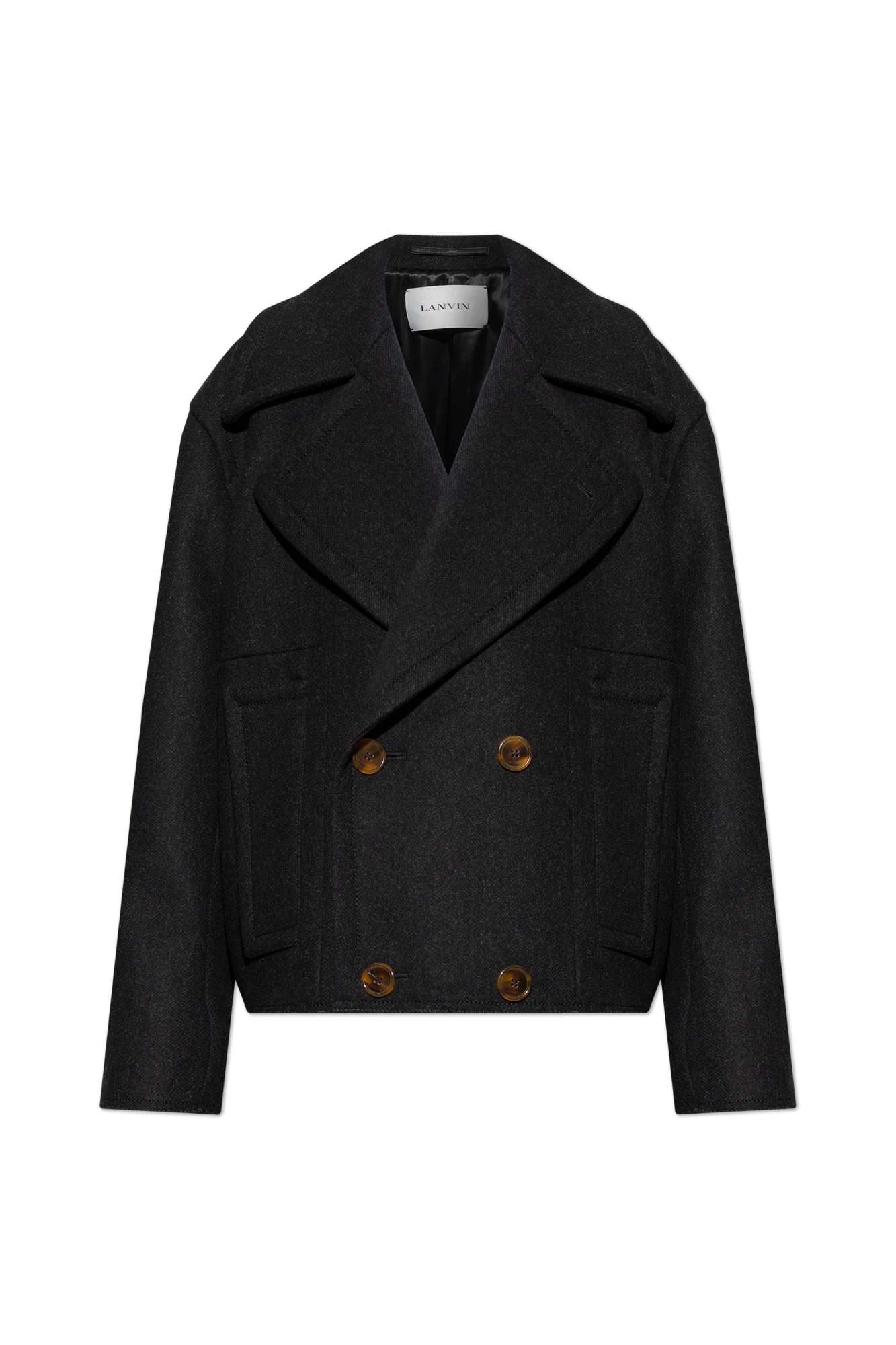Lanvin Wełniany Płaszcz, Mężczyźni, Czarny