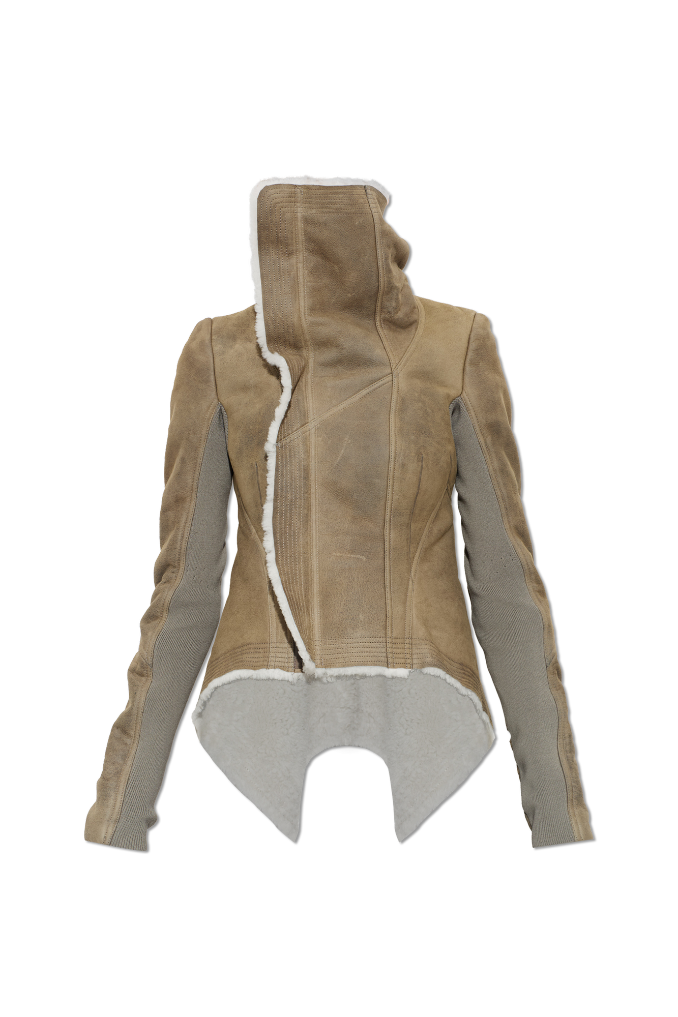 Rick Owens Zamszowy Kożuch, Kobiety, Zielony
