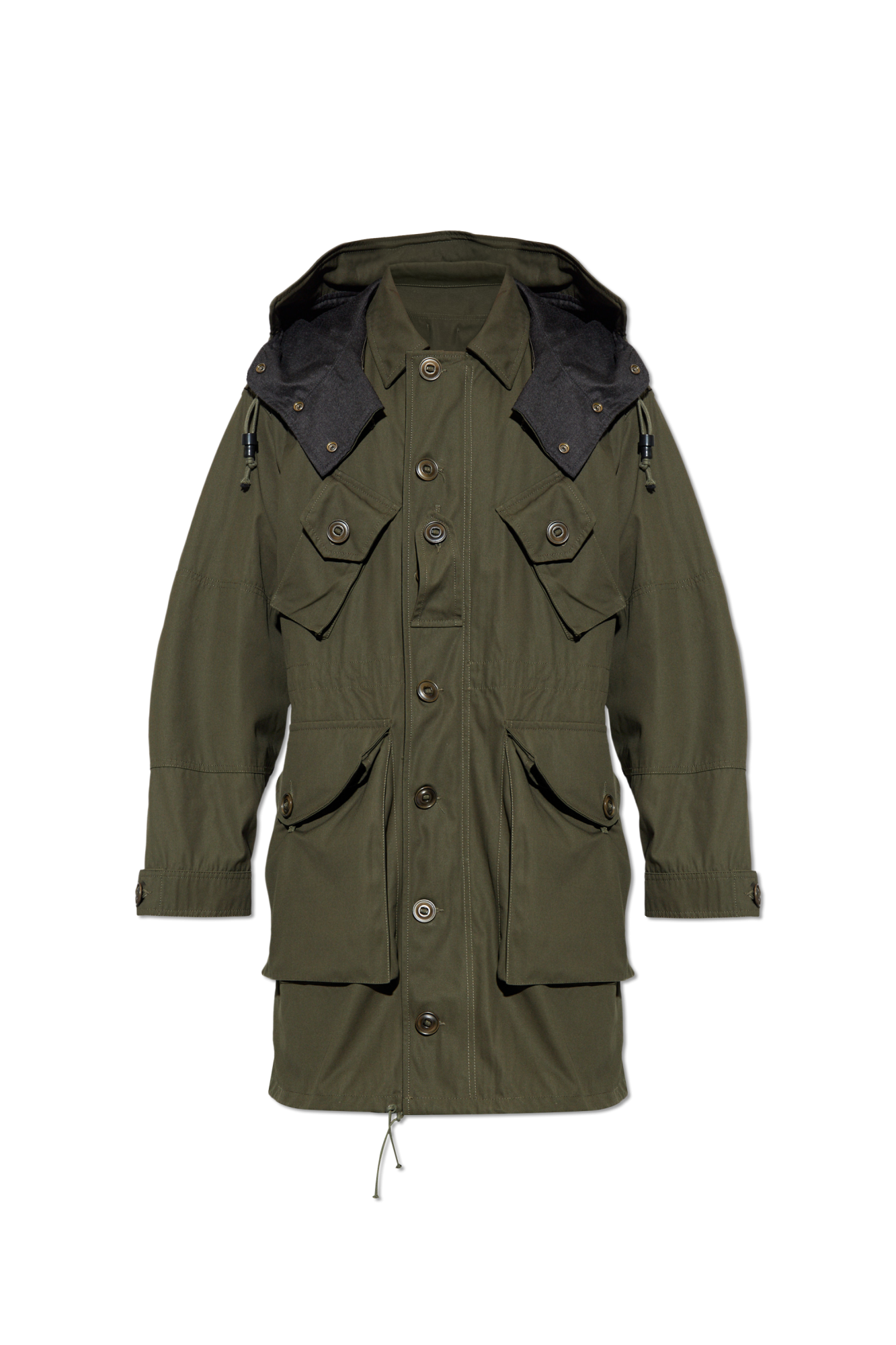 Maison Margiela Parka Z Odpinanym Kapturem, Mężczyźni, Zielony