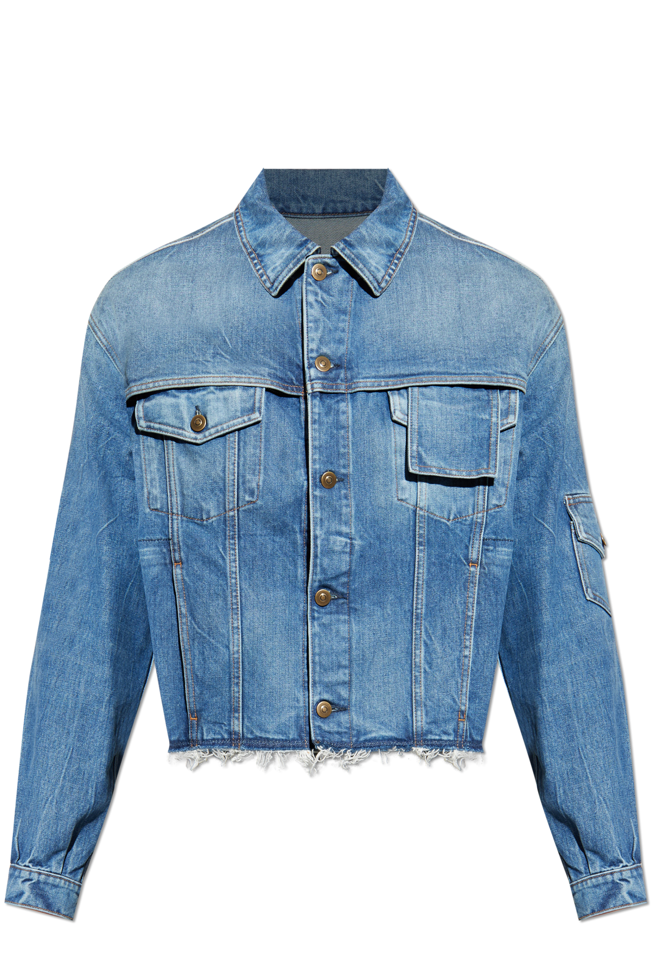 Maison Margiela Jeansowa Kurtka Z Efektem `vintage`, Mężczyźni, Niebieski