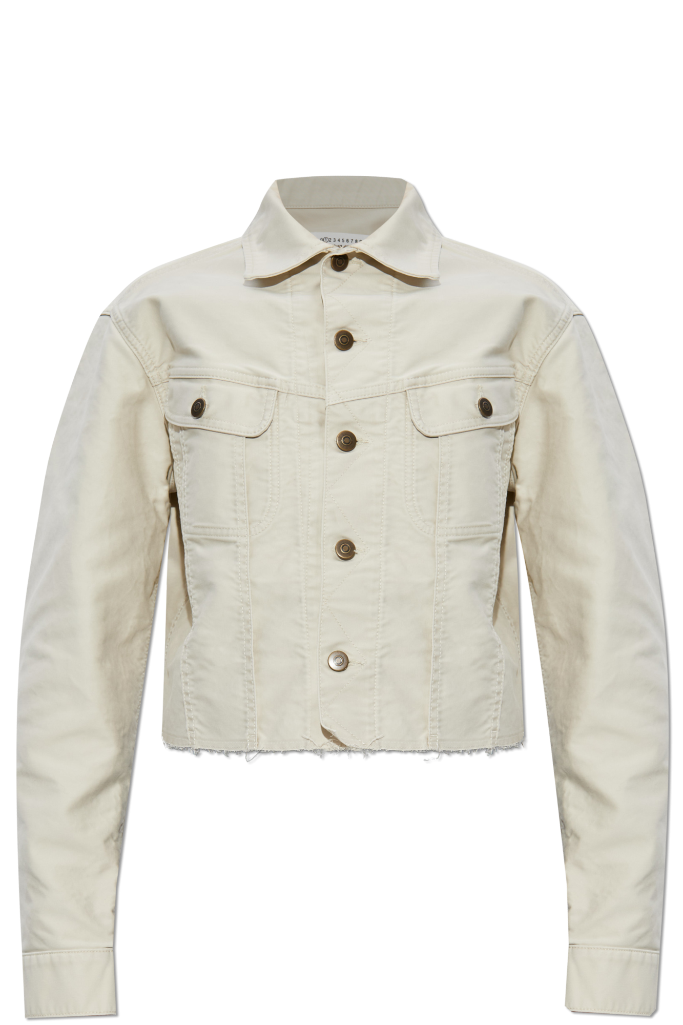 Maison Margiela Jeansowa Kurtka Z Efektem `vintage`, Kobiety, Kremowy
