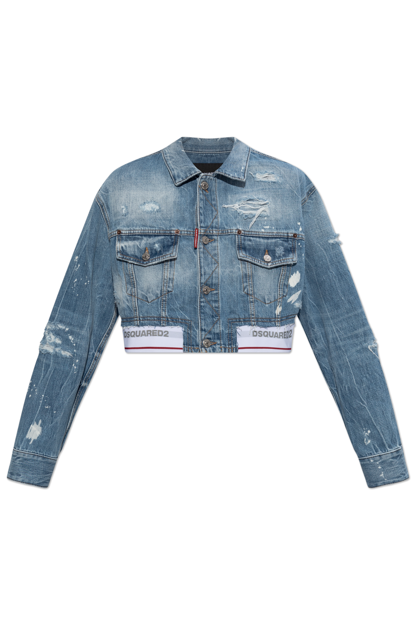 Dsquared2 Jeansowa Kurtka Z Efektem `vintage`, Kobiety, Niebieski