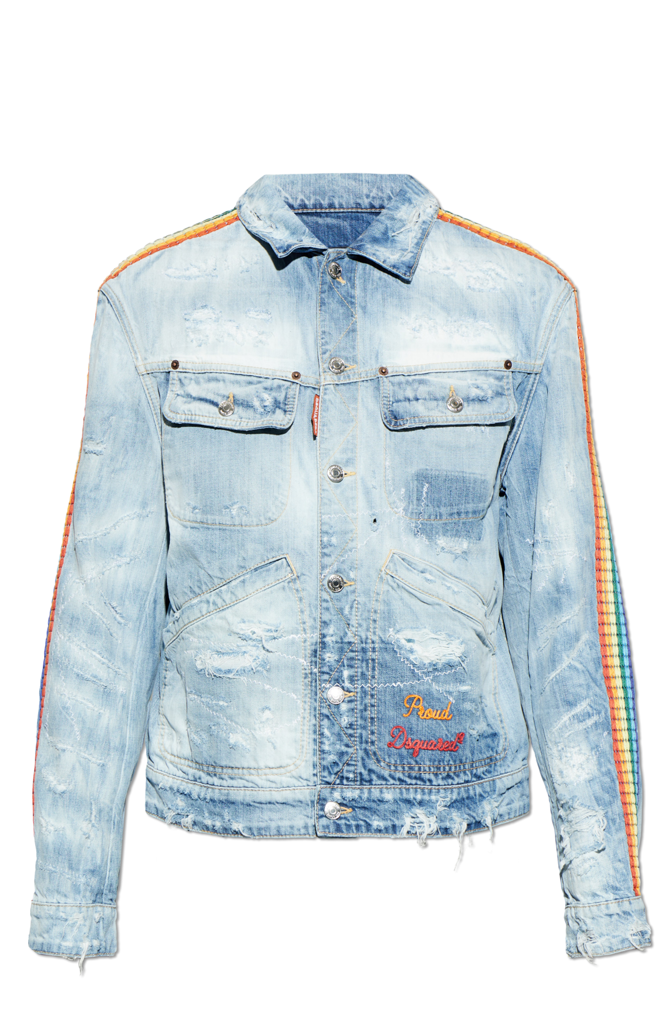Dsquared2 Jeansowa Kurtka Z Efektem Vintage, Mężczyźni, Niebieski