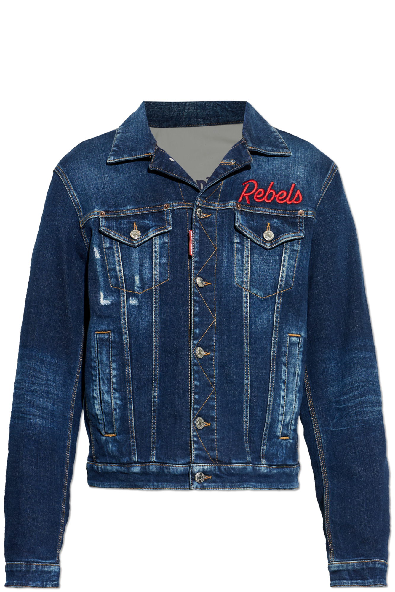 Dsquared2 Jeansowa Kurtka Z Efektem `vintage`, Mężczyźni, Granatowy