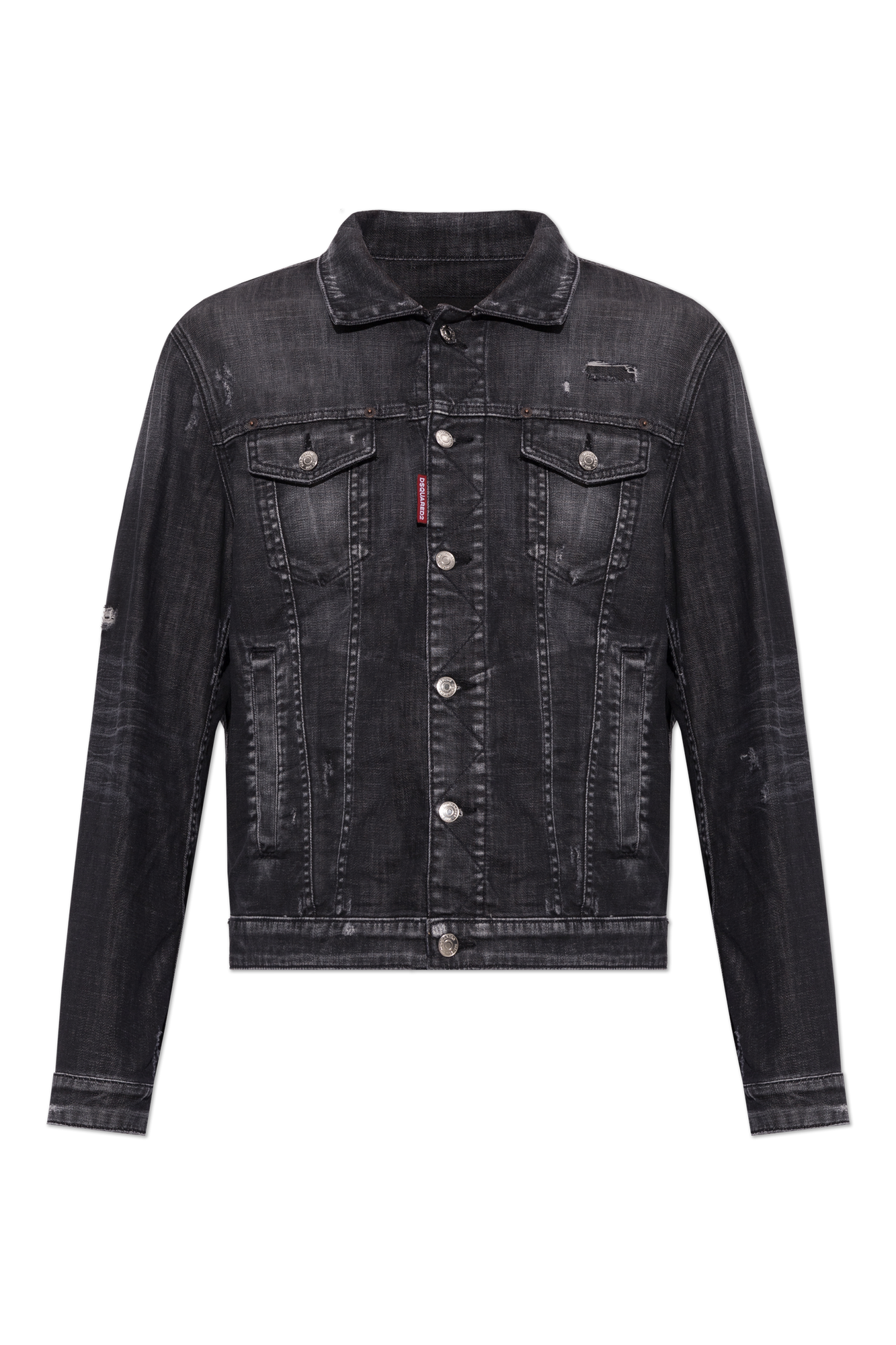 Dsquared2 Jeansowa Kurtka Z Efektem Vintage, Mężczyźni, Czarny