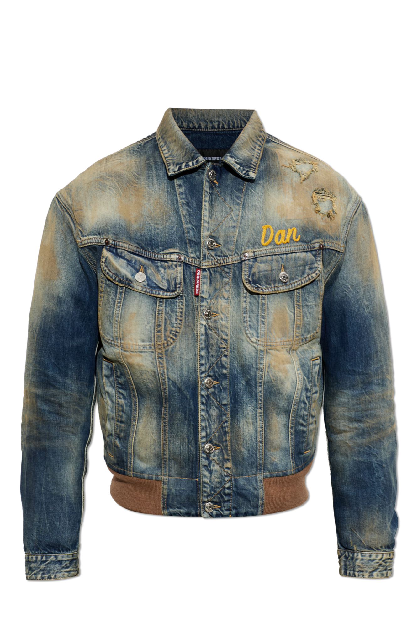 Dsquared2 Jeansowa Kurtka Z Efektem ‘vintage’, Mężczyźni, Niebieski