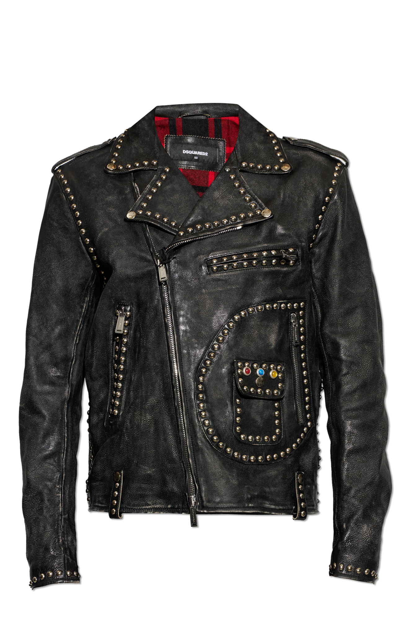 Dsquared2 Skórzna Kurtka Z Efektem `vintage`, Mężczyźni, Czarny