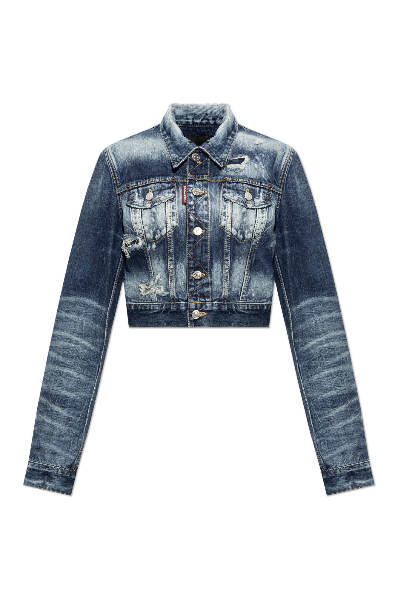 Dsquared2 Jeansowa Kurtka Z Efektem Vintage, Kobiety, Granatowy