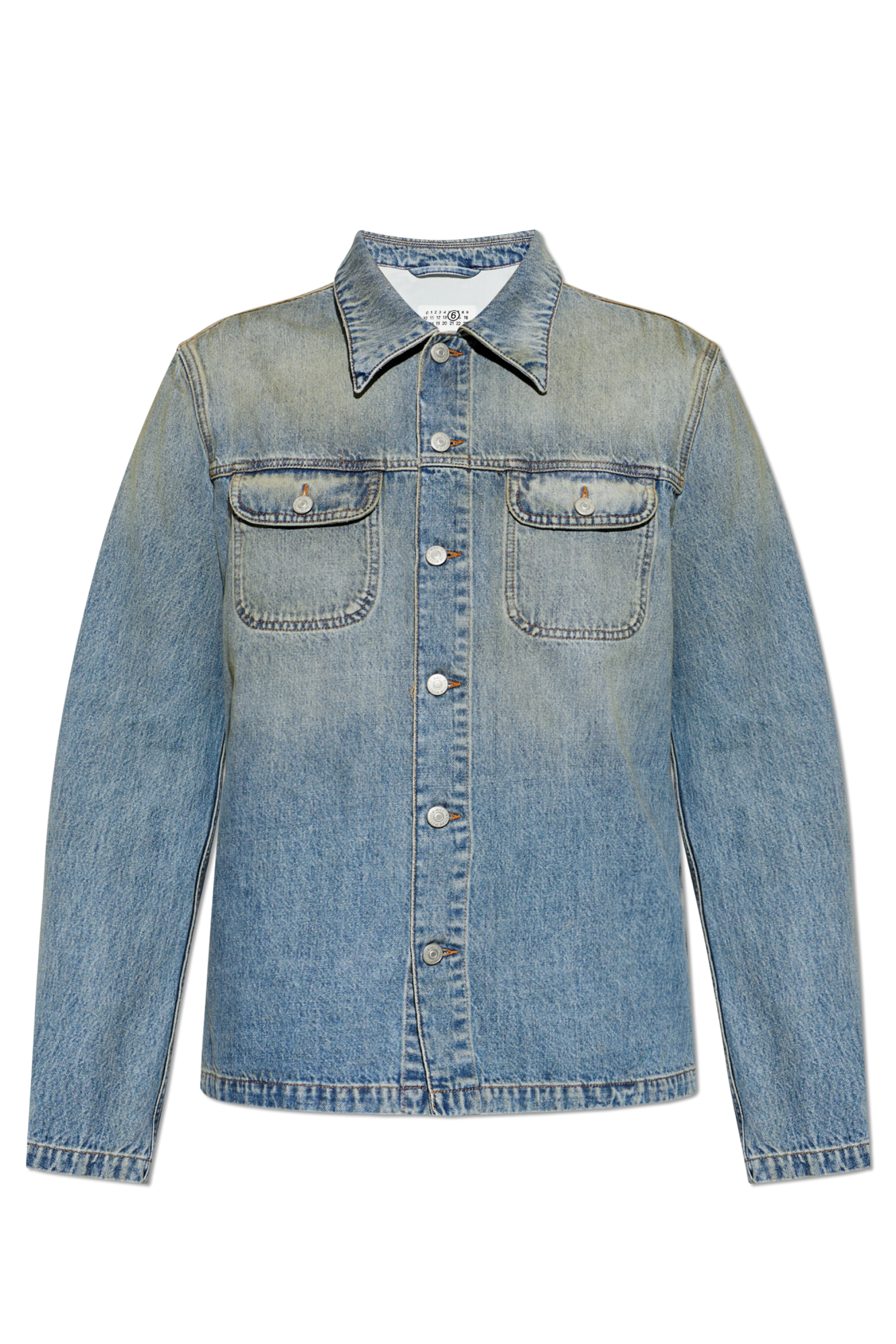 MM6 Maison Margiela Jeansowa Kurtka Z Efektem `vintage`, Mężczyźni, Granatowy