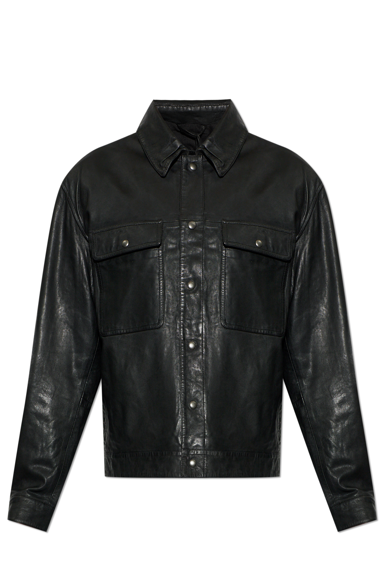 AllSaints Skórzana Kurtka `Shelton`, Mężczyźni, Czarny